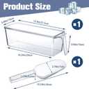 Havawish Ice Storage Bin for Freezer with Lid and Flexible Scoop Set Plastic Ice Container with Lid Handle for Home Office Fridge Storage (12.4 x 3.94 x 3.94 Inches,Clear,2 Pcs)