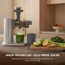 Ninja NeverClog Cold Press Juicer | Powerful Electric Slow Masticating Juicer with Pulp Control | XL Capacity | 24 oz. Juice Jug & 36 oz. Pulp Container | Dishwasher Safe | Gray | 150W | JC151SL