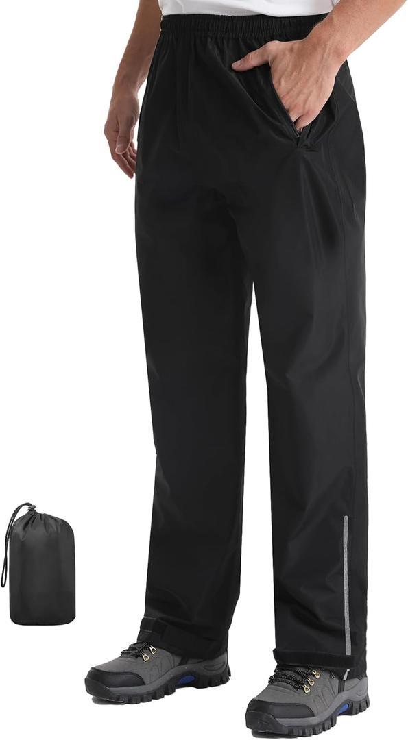 iCreek Men's Packable Rain Pants Waterproof Lightweight Over Pants Windproof Outdoor Pants for Fishing Golf Hiking (XX-Large/28" Inseam, Black) iCreek Men's Packable Rain Pants Waterproof Lightweight Over Pants Windproof Outdoor Pants for Fishing Golf Hiking (XX-Large/28" Inseam, Black)