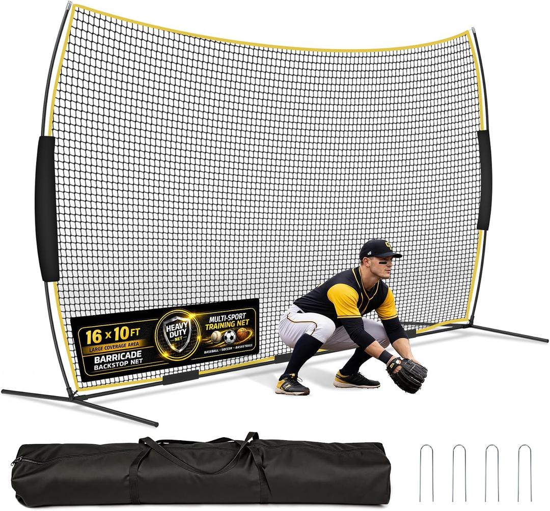 Barricade Backstop Net, 12x9ft/16x10ft/20x10ft Ball Stop Netting
