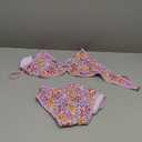 Fanuerg Women's Triangle Bikini Sets O Ring Linked Two Piece Swimsuits Floral Printed Cheeky Bathing Suit (Medium)