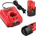 ANTRobut 2 Pack 3500mAh Replacement 12V Lithium Battery + Rapid Charger for 12V Battery 48-11-2411 48-11-2420 48-11-2401 48-11-2402