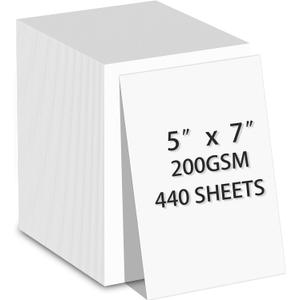 Premium White Cardstock Paper (5x7 Inch) 440 Sheets, 200 gsm Heavyweight Card Stock for Printing, Crafts, Invitations | Smooth Printer Cardstock Paper | Bulk Card Stock for DIY & Professional Use