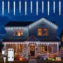 Brightown Icicle Lights Outdoor 20ft with Remote - 20 Tubes 100 LED Iced Tube Christmas Lights, Waterproof Icicle Decor Outdoor Indoor for Tree Patio Roof Holiday Decor, Cool White