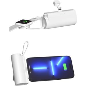 3-in-1 Wireless Charging Station for iPhone, Apple Watch & AirPods, Compact & Portable, Multi-Function Charging Dock, Watch Charging Cable with Lanyard, Emergency Charging Solution (White)