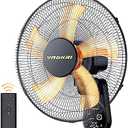 VAGKRI Wall Mount Fan, 16 Inch Wall Fans with 5 Blades, 5 Speeds, 8 Hour Timer, 90° Oscillating Quiet Fan with Remote for Home Office Bedroom Living Room Garage (Black)