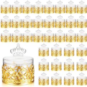 Cunhill 36 Pcs Mini Candy Bottles Mini Plastic Jars with Lids Small Champagne Bottles Storage Candy Favor Containers for Wedding Baby Shower Bridal Shower Party Favors Thank You Gifts (Gold)