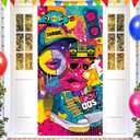 Back to 00s Happy Birthday Door Banner 35x71 Inch Y2K Graffiti Style Party Backdrop with Sneakers Lips and Neon Colors for Indoor Wall Birthday Celebration Decor