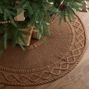 48 inch Christmas Tree Skirt: Diamond Edge Knit Tree Skirt for 7.5ft Tree, Western Brown Tree Skirt, Vintage Tree Skirts, Rustic Farmhouse Christmas Decorations