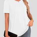 Agnes Urban Womens Tops Dressy Casual Short Sleeve Shirts Summer Loose T Shirts Trendy Tops Pleated Tunic Blouses (White, XL)