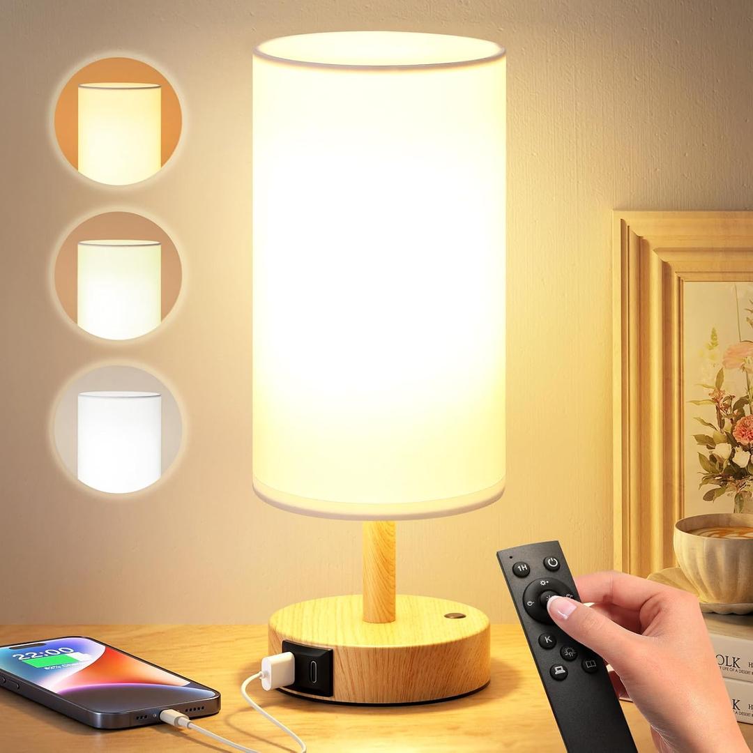 Dicoool Light Therapy Lamp 10000 Lux, Happy Light with Remote, Sun Lamp with 3 Color Temperature & Stepless Dimming, Happy Sunlight Lamp, Daylight Lamp for Home, Office, Use As Lift Mood, Happy Life (White & Wood)
