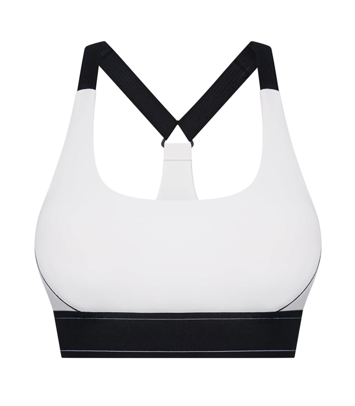 Womens Criss Cross Sports Bra Adjustable Straps U-Neck Wireless Padded Workout Crop Top Medium Support, Size: L