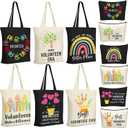 Yaomiao 12 Pcs Volunteer Appreciation Gifts Bulk for Women Volunteer Tote and Cosmetic Bags Set Funny Canvas Reusable Grocery Bag with Zipper Makeup Bag for Holiday Thank You Gifts, Church, Group