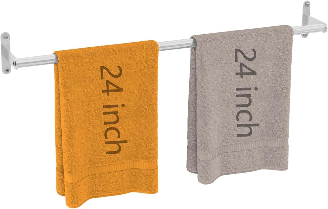 JUYSON 24 Inch Bathroom Towel Bar, Towel Racks for Bathroom Wall Mounted, Stainless Steel Heavy Duty Modern Single Towel Bar Holder Towel Rod Wall Mounted(Single Bar-Brushed Nickel,24 in)