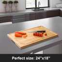 24 x 18 Extra Large Bamboo Serving Boards for Kitchen, Heavy Duty Wood Butcher Block Chopping Board with Handle and Juice Groove for Meat, Large Charcuterie Board, Over the Sink Cutting Board, 24"l X 18"w | Single Board