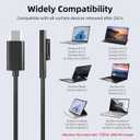 PD100W USB-C Charger Cable Compatible with Surface Pro Laptop Microsoft Surface Pro 10/9/8/7+/7/6/5/4/3/X Windows Surface Laptop 6/5/4/3/2/1 Surface Go Tablet Surface Book Support 65W/45W,6FT