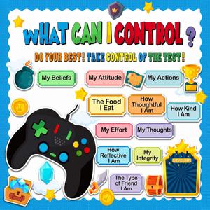 Growth Mindset Bulletin Board Set Back to School Video Game Classroom Decorations Inspirational Bulletin Board Borders Pixel Art Mental Health Cutouts for Home School Wall Chalkboard Display, 12"L x 10"W