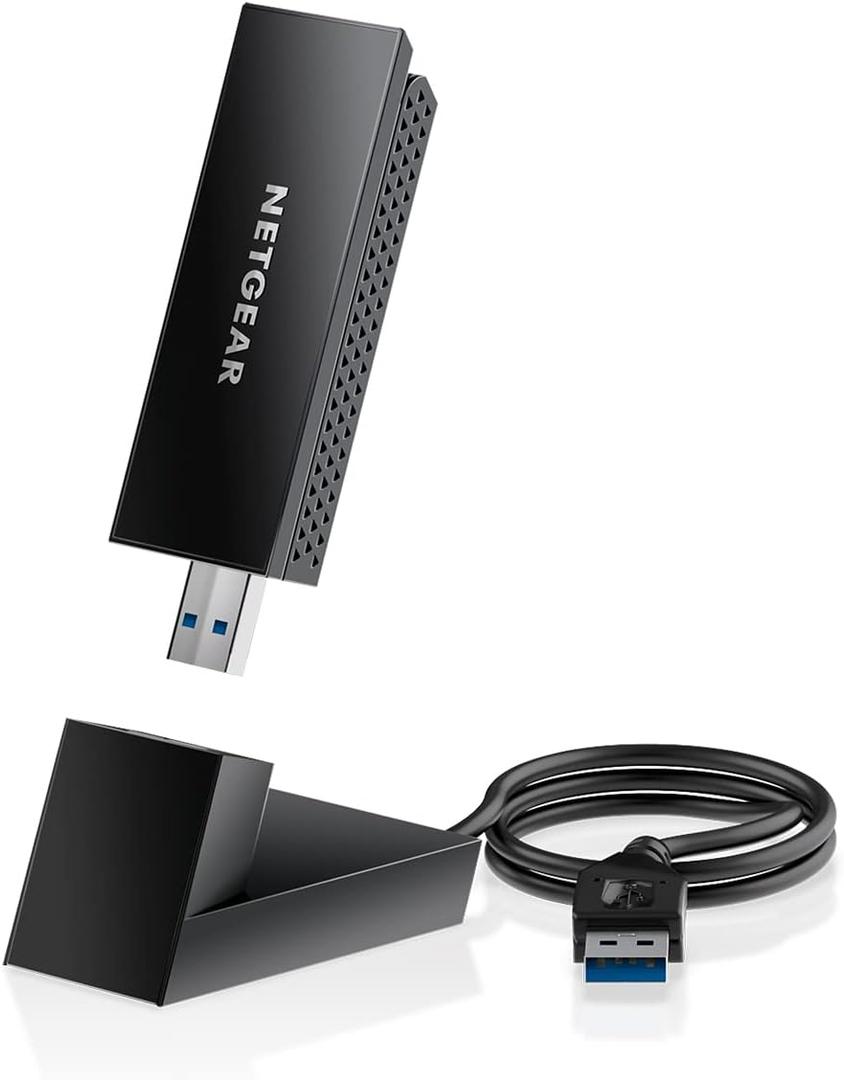 NETGEAR Nighthawk WiFi 6 or 6E USB 3.0 Adapter (A8000) - AXE3000 Tri-Band Wireless Gigabit Speed (Up to 3Gbps) - New 6GHz Band  Works with Any Router Or Mesh System - for Windows PC
