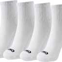Kamo Fitness Daily 2-Pack Women's Ankle Socks, Athletic Half Crew, Cotton Mid-Calf, Cushioned Sole, Seamless Toe, Size 5-9 (White)