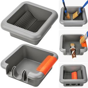 Paint Brush Cleaner Washer Trays, 2 Individual Paint Trays for Fast Cleaning and Organizing Flat, Angled, Oval, Pointed, Large & Small Paint Brushes, Stackable Paintbrush Cleaner Trays Tool