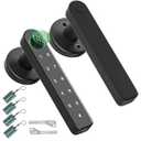 Fingerprint Door Knob Biometric Door Lock with Code Keyless Entry Door Handle for Bedroom Home Hotel Office Apartment Black
