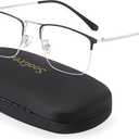 Progressive Multifocus Reading Glasses Half Frame Transition Presbyopic Eyewear Blue Light Blocking Computer Readers (2.0x, Black Silver)