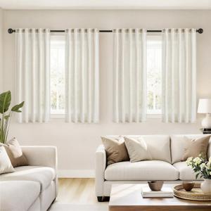 MIULEE Natural Linen Curtains 63 Inch Long 4 Panels Light Filtering Window Drapes with Rod Pocket Back Tab for Living Room Bedroom Farmhouse Decor 42" W x 63" L Inches
