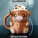 2 x Ice Cream Pint Holder, Highland Cow Ice Cream Holder, with 1 spoon, Gift for cream Lovers