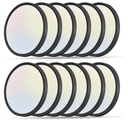 12PK 12 Inch LED Flush Mount Ceiling Light, 24W, 2520LM, 3000K/4000K/6000K CCT Selectable, 0.9inch Super Slim Black LED Ceiling Fixtures, Low Profile Round Flat Panel Light for Bedroom,Kitchen,Hallway