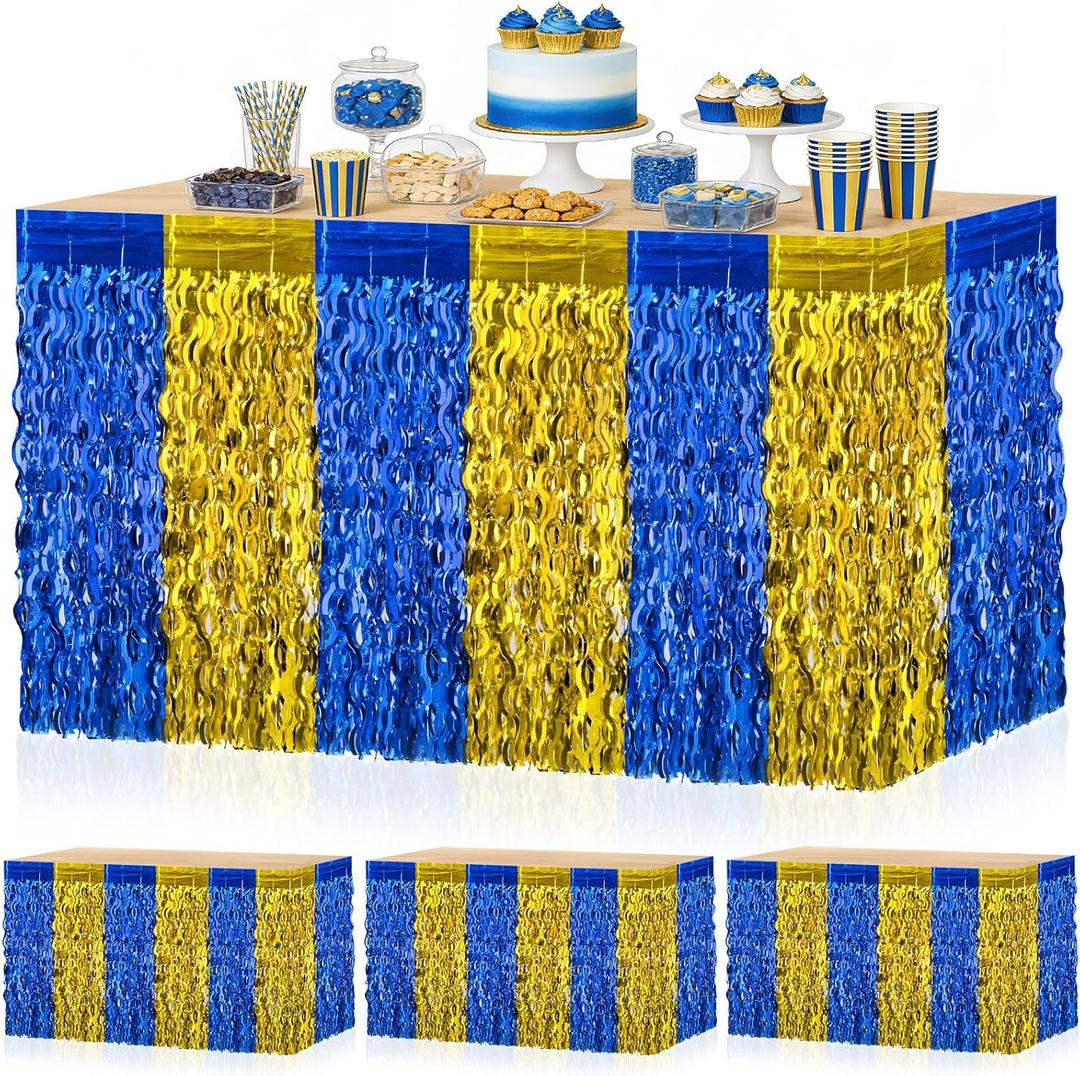 4 Pack Graduation Foil Fringe Curtains,Graduation Party Background Decorations Metallic Tinsel Streamers Table Skirts Class of 2026 Tablecloth for Graduation Celebration Prom Grad Backdrop, 275.0cm*74.0cm*1.0cm
