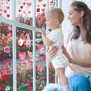 2 x AOWDIAO 9 Sheets Valentine's Day Window Clings Double-Sided Hearts Gnomes Valentines Decorations Supplies