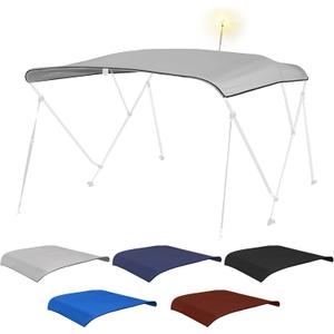 Bimini Top Replacement Canvas with Light Hole for Boat, 4 Bow 8L 91-96W Bimini Top Cover with Storage Boot, 900D Heavy Duty Waterproof Marine Polyester, Without Frame, Gray