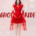 Spooktacular Creations Halloween Red Bride Costume Women, Red Gothic Wedding Dress Women for Halloween Party (Red, S)