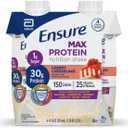 Ensure Max Protein Shake | Cherry Cheesecake | Ready to Drink | 30g Protein for Muscle Health | 1g Sugar, 4g Fiber | 11 fl oz, 4 Pack, Best By 1 JUL 2026