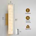 Alabaster Wall Sconce, 20in Linear Gold Brass Wall Sconces, Luxury Marble Look Bathroom Vanity Light, 3000K Dimmable Hardwired Wall Lamp for Living Room Bedroom Hallway, 1 Pack, Faux Alabaster
