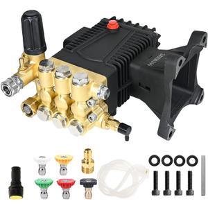 1" Shaft Horizontal Triplex Pressure Washer Pump, Replacement Pump Compatible with Simpson 90034 90039 41113 41028 41030 41115 General pump TS2021 EZ4040G RSV4G40-PKG, Max 4000 PSI & 4.6 GPM