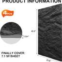 KASARO 3D Faux Stone Wall Panels, 4 PCS PU Wainscoting Panel for Interior Wall Decor, Cement Texture Thicker Accent for Home, Office, 43.3 23.6 inch, Black