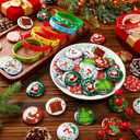 Poen 240 Pcs Christmas Party Favors 120 Christmas Silicone Bracelets 120 Xmas Round Pin Buttons Santa Snowflake Rubber Wristbands Bulk Set for Xmas Adult Gifts Stuffers Fillers Decoration Supplies