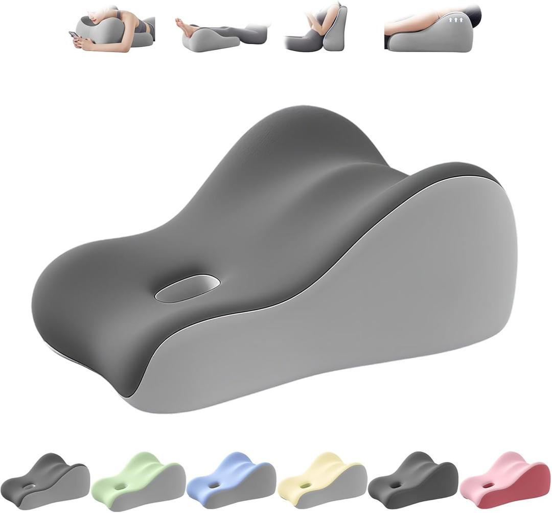 KUYOVORA Memory Foam Wedge Pillow Intimacy Couples Pillow, Pregnant Ergonomic Contoured Position Pillow for Sleeping & Reading, MultiFunctional Bed Pillow Back Support Cushion All Grey