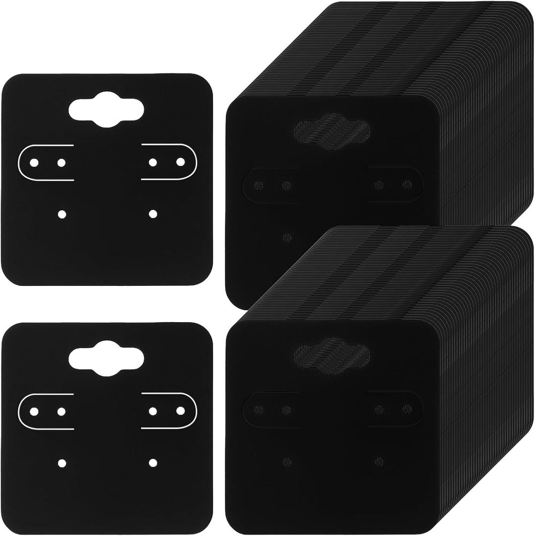 Earring Display Holder Cards, 100Pcs 2 Inch Jewelry Hanging Tags with 6 Holes, Blank Cardboard Holders for Selling Retail DIY Craft Organization(Black)