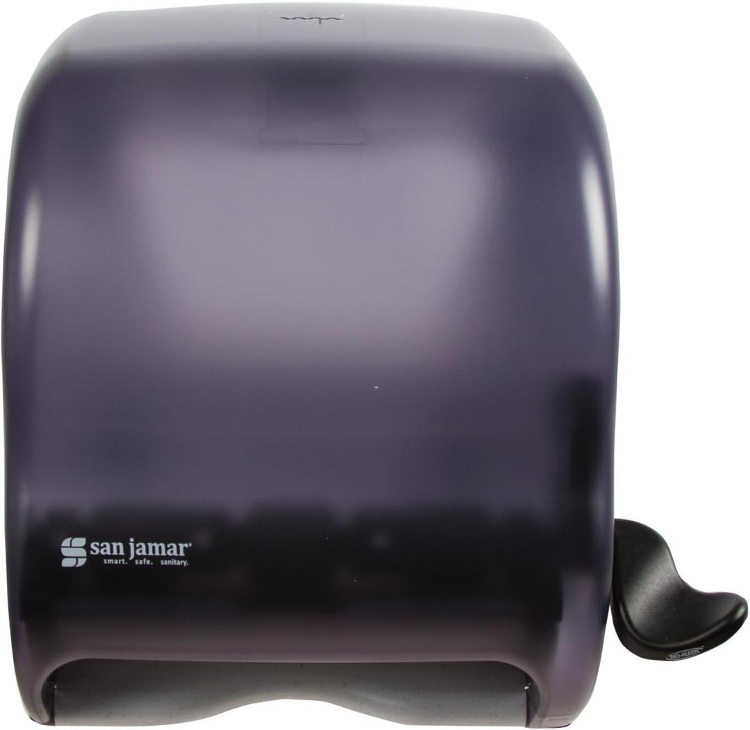 San Jamar Classic Element Paper Towel Dispenser Wall-Mounted Commercial Roll Dispenser, Fits All Core Sizes with Lever for Bathroom, Kitchens, and Restaurants, Plastic, Universal Paper, Black Pearl