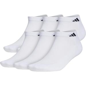 adidas Men's Athletic Cushioned Low Cut Ankle Socks (6 Pairs) Durable & Comfortable (12-15, White/Black)