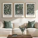 Framed William Morris Canvas Wall Art Green Decor Set of 3, Vintage Large Floral Artwork Prints, Boho Farmhouse Botanical Picture Prints for Living Room, Bedroom, Hallway, Office, Total Size 30x60