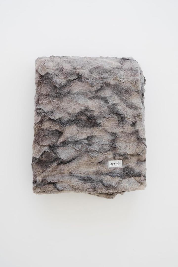 GRACED SOFT LUXURIES Oversized Throw Blanket Living Room Decor Softest Warm Elegant Aesthetic Comfy Cozy Faux Fur for Home, Couch, Sofa, Bed, Chair (XL 60" x 80", Marbled Gray)