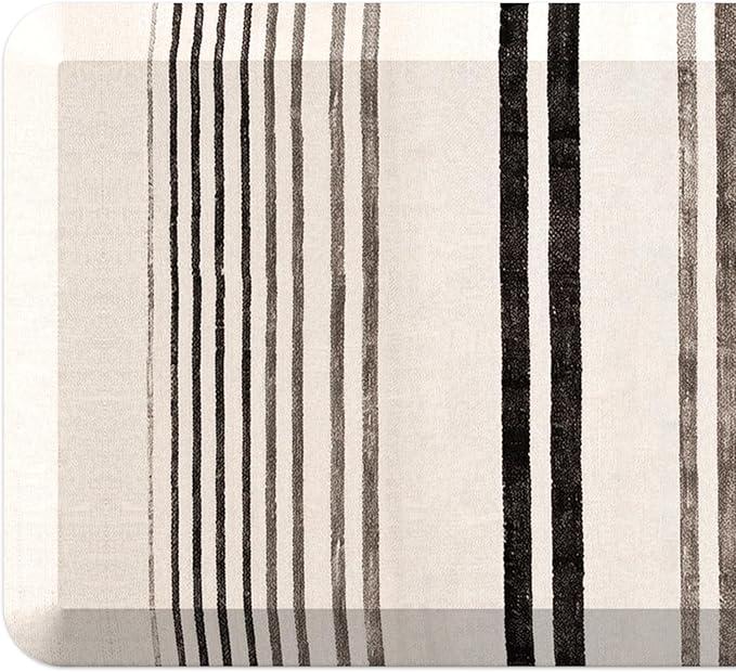 Ergohead 7/8 inchs Thick Kitchen Floor Mat, Nordic Style Design Memory Foam Anti Fatigue Mat, Anti Slip Foot Standing Comfort Mat  Cushion, Waterproof Decor (Yellow Linen Plaid, 17.3" x 39" 0.87")