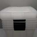 IRIS USA 54 Qt Stackable Plastic Storage Bins with Lids, 5 Pack - BPA-Free, Made in USA - See-Through Organizing Solution, Latches, Durable Nestable Containers, Secure Pull Handle - Clear