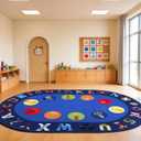 lotoo Classroom Rug, Kids ABC Rugs for Playroom, Preschool Educational Carpet for Learning Alphabet Animals Words Numbers, Kids Daycare Nursery Play Mat for Toddlers Children Bedroom Playroom