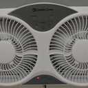 Comfort Zone 9-Inch Window Fan with Dual 3-Speed Fans, Auto-Locking Expanders, 3 Modes (Cool, Circulate, Exhaust), Wi-Fi App Control, Fabric Cover & Bug Screen (White)