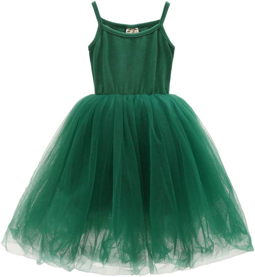 ZINPRETTY Toddler Dress Baby Girls Tutu Playwear Sleeveless Birthday Party Outfit Infant Tulle Sundress Knee Length 3-4T Green