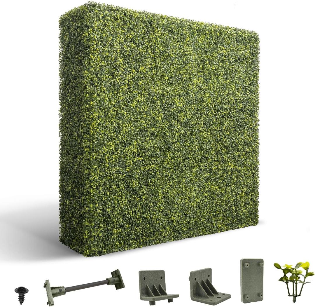 Windscreen4less 18Wx18Hx12D inches Artificial Boxwood Hedge Wall, Greenery Fake Grass Background Partition, Outdoor Privacy Wall for Terrace, Balcony, Restaurant, Garden, Party Decoration